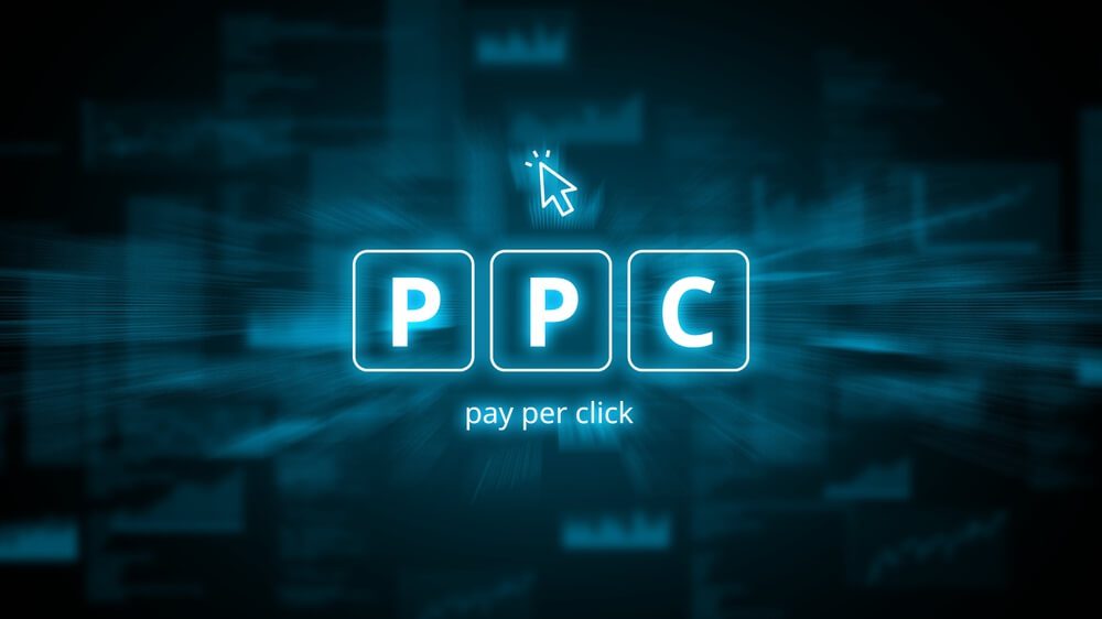 ppc_Concept Pay per click or ppc. Business acronym in holographic style.