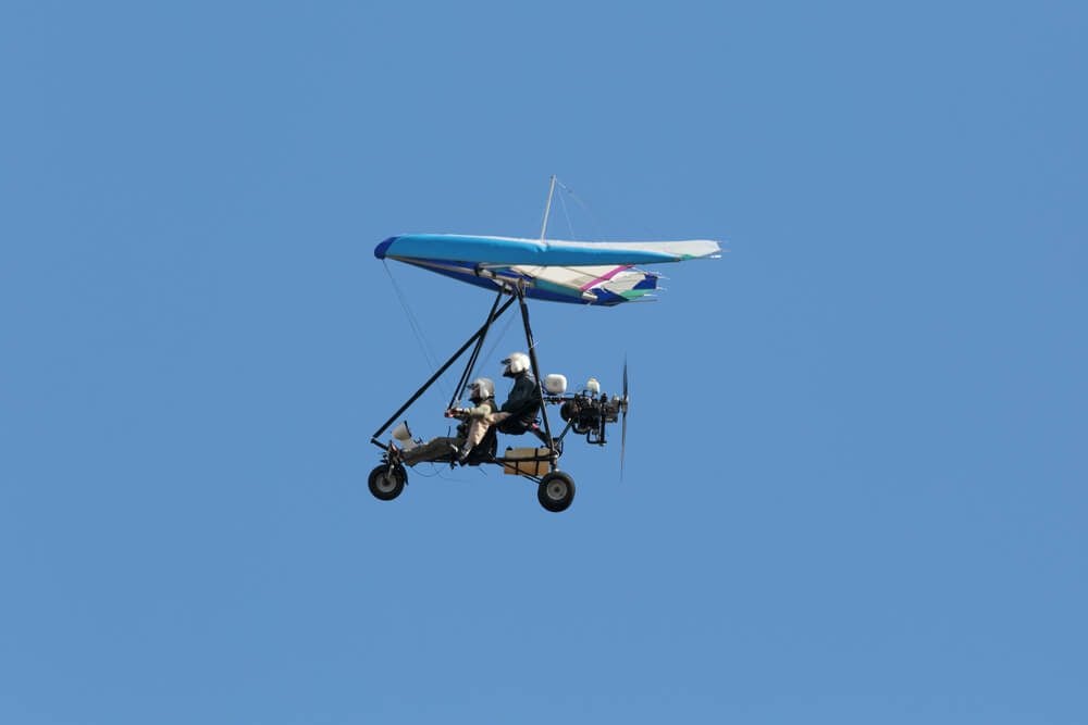hang-gliding business_ZHUKOVSKY, MOSCOW REGION, RUSSIA - AUG 29, 2015: International Aviation and Space salon MAKS-2015. The small aircraft - hang gliding in the sky