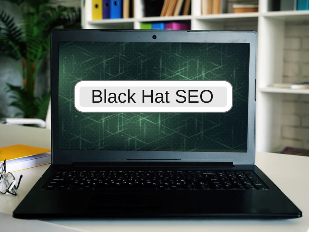 black hat seo_Financial concept meaning Black Hat SEO with phrase on the page.