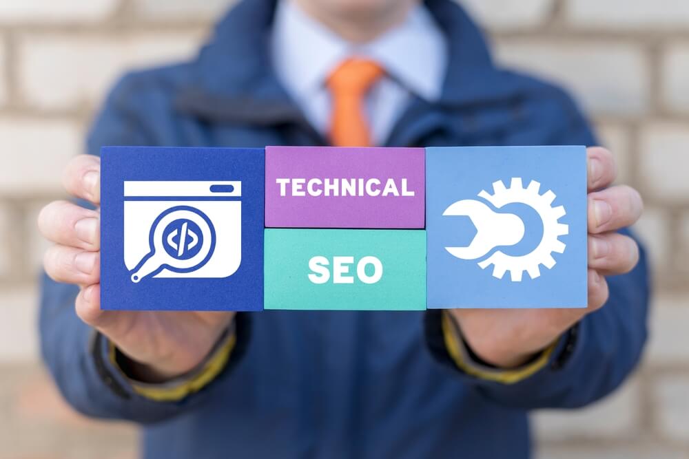 technical seo_Technical SEO Finance Business Concept. Technical SEO Web Marketing. Digital Content Search Optimization.