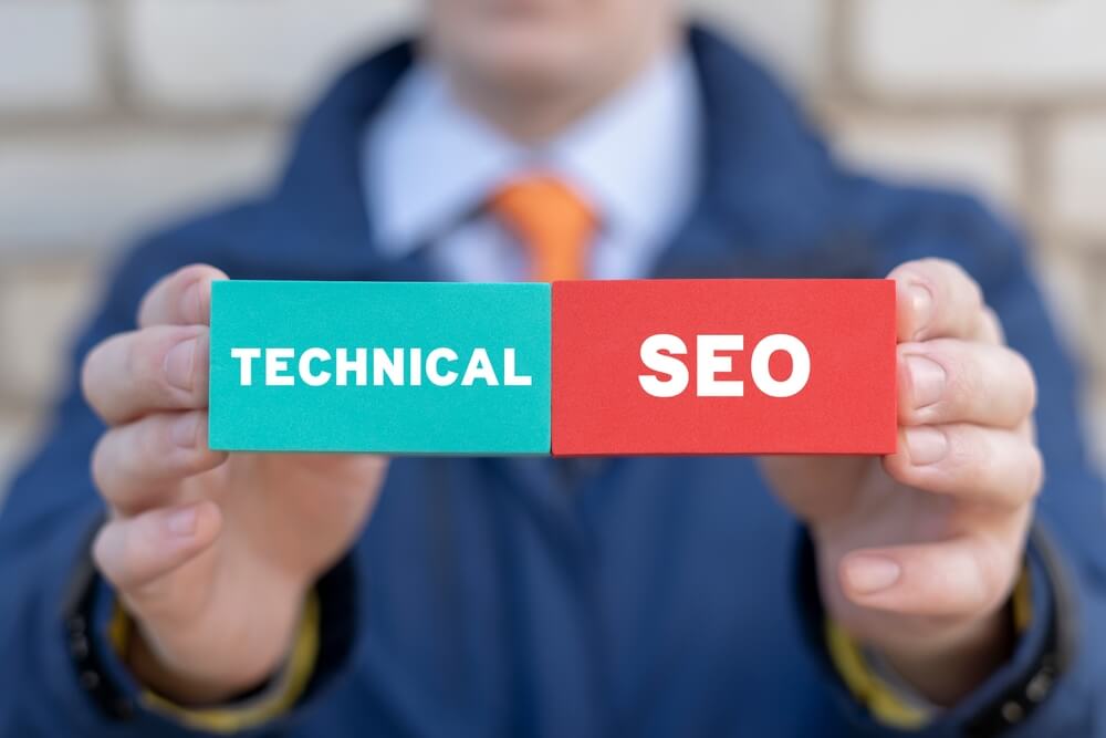 technical seo_Financial concept of technical SEO. Technical SEO marketing, Search optimization. Digital content marketing.