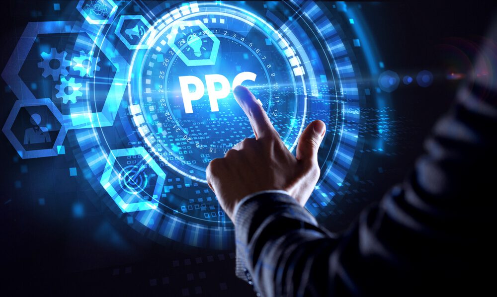 ppc_Pay per click payment technology digital marketing internet concept of virtual screen. PPC