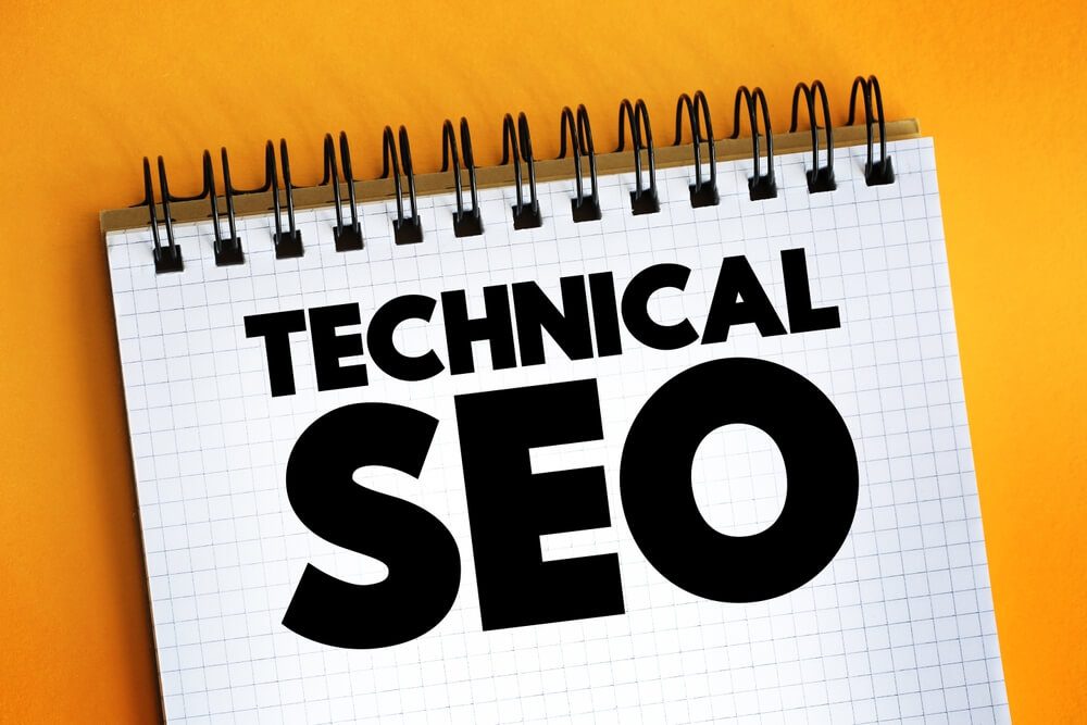 technical seo_Technical SEO - process of ensuring that a website meets the technical requirements of modern search engines, text concept on notepad
