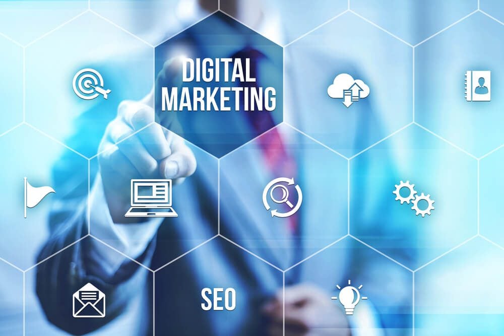 digital marketing_Interactive digital marketing channels illustration
