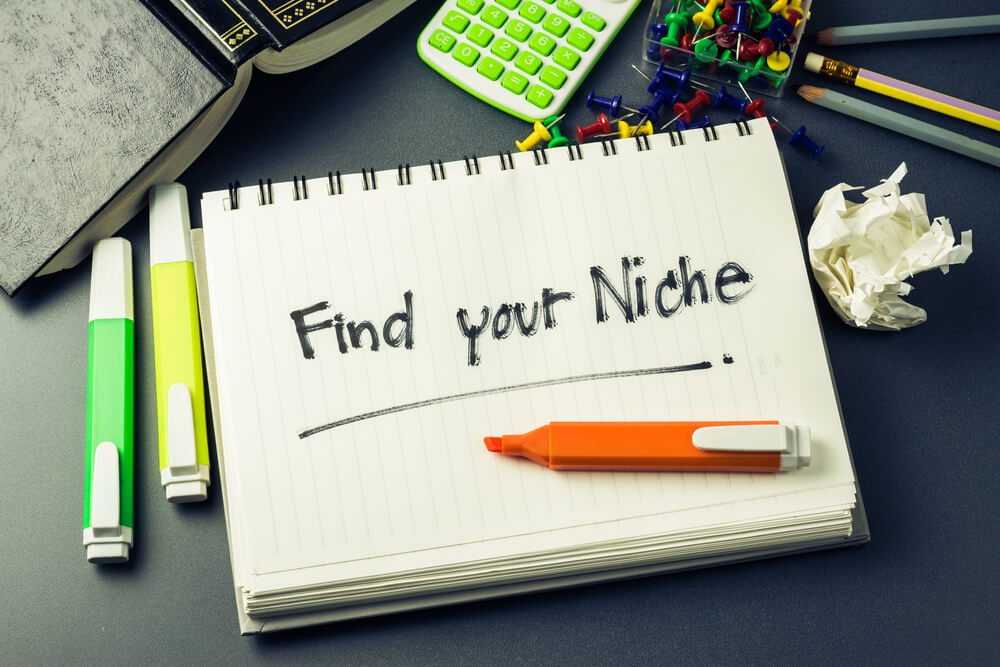 niche market_Handwriting of Find Your Niche word in notebook on the desk