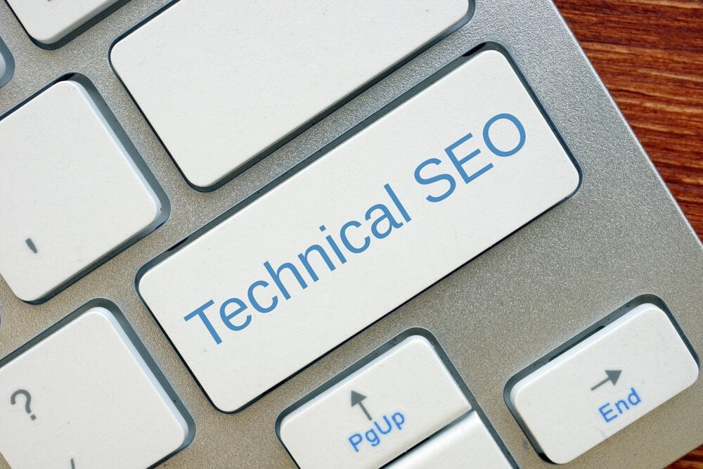 technical seo_Financial concept about Technical SEO with phrase on the piece of paper.