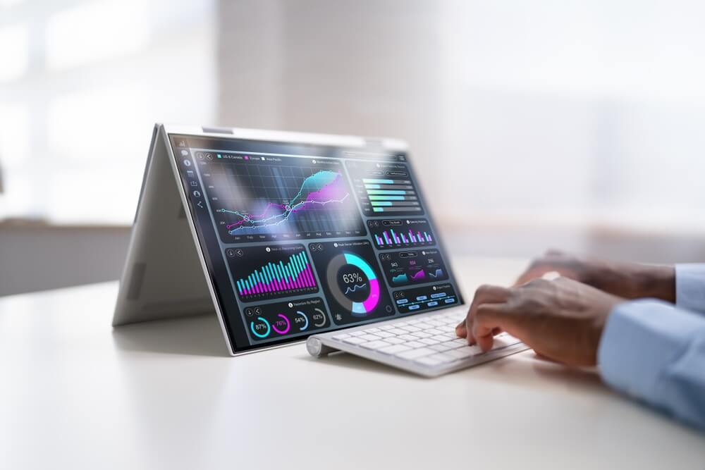 analytics_KPI Business Data Dashboard Analytics On Hybrid Laptop