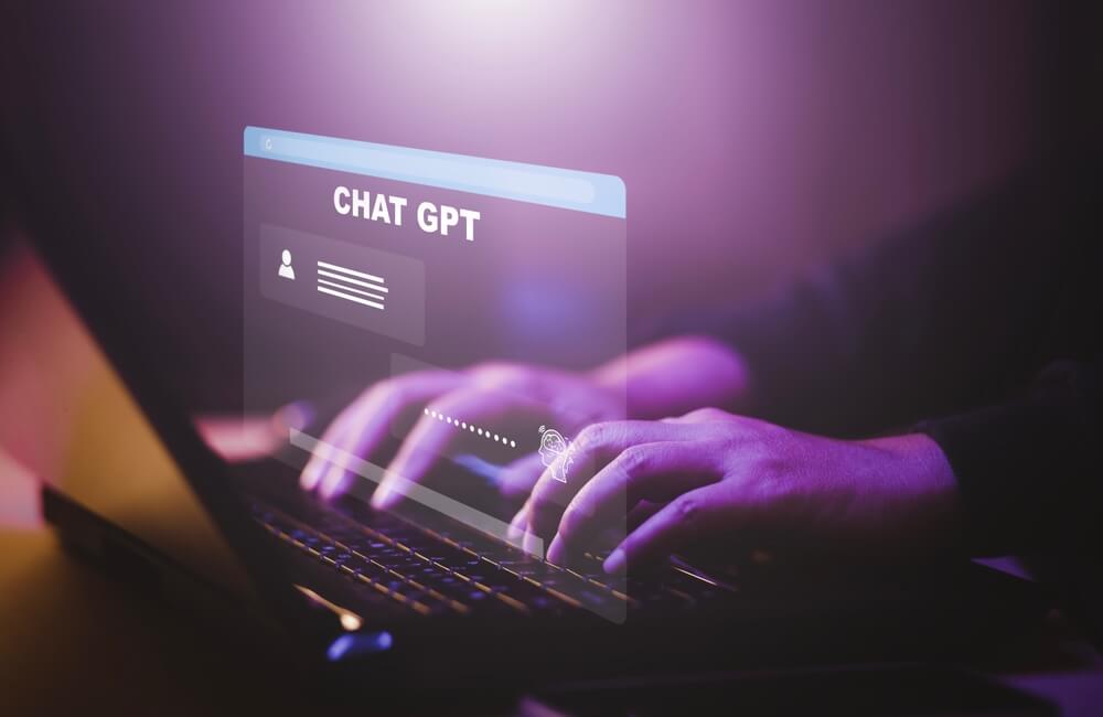 ChatGPT_Man using Laptop or Smartphone With Chat GPT Chat with AI, Artificial Intelligence,System Artificial intelligence an artificial intelligence chatbot, Digital chatbot,robot application, conversation