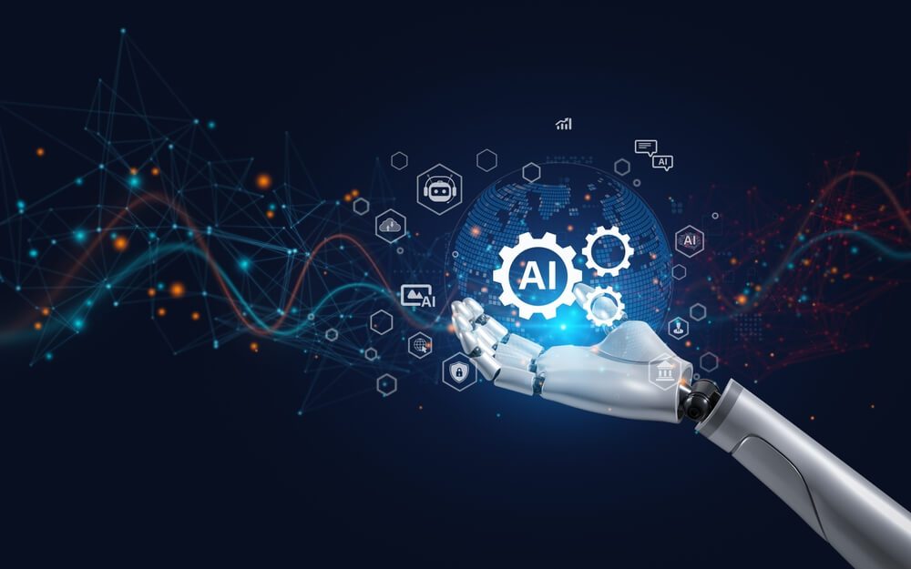 AI eCommerce_Technology artificial intelligence or AI for working tools. Chatbot Chat AI to generate innovative futuristic and global connections for providing access to information and data online network,