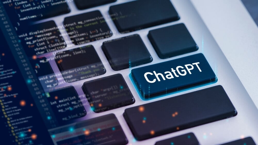 AI ChatGPT_ChatGPT on the keyboard button for Chat with AI or Artificial Intelligence. smart AI or artificial intelligence using an artificial intelligence chatbot developed by OpenAI.