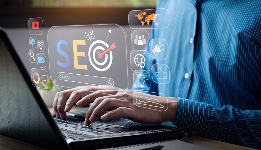 SEO_business people use SEO tools, Unlocking online potential. Boost visibility, attract organic traffic, and dominate search engine rankings with strategic optimization techniques. digital marketing