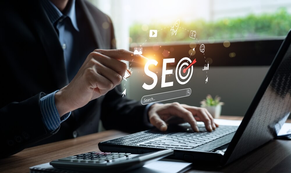 SEO_business people use SEO tools, Unlocking online potential. Boost visibility, attract organic traffic, and dominate search engine rankings with strategic optimization techniques. digital marketing