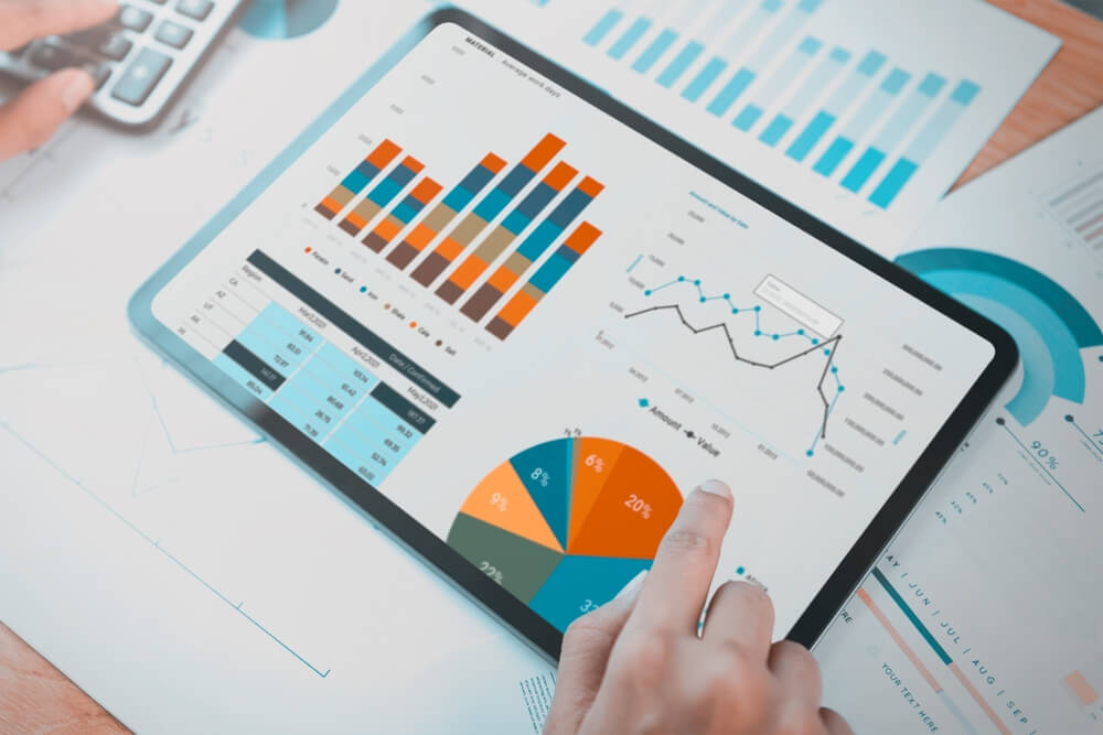 market analysis_chart company financial statements report and profits work progress and planning in office room