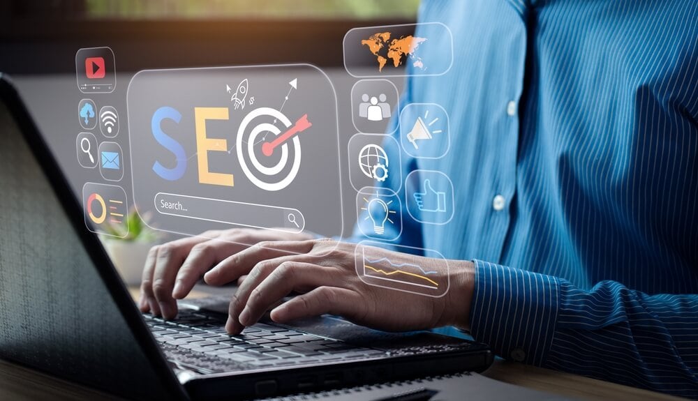 SEO_business people use SEO tools, Unlocking online potential. Boost visibility, attract organic traffic, and dominate search engine rankings with strategic optimization techniques. digital marketing