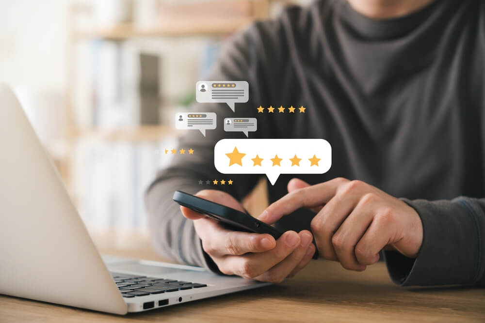 brand trust_Customer Satisfaction Survey concept, 5-star satisfaction, service experience rating online application, customer evaluation product service quality, satisfaction feedback review, good quality most.