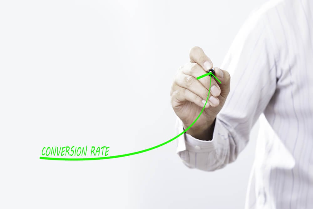conversion rate_Businessman draw growing line symbolize growing Conversion Rate