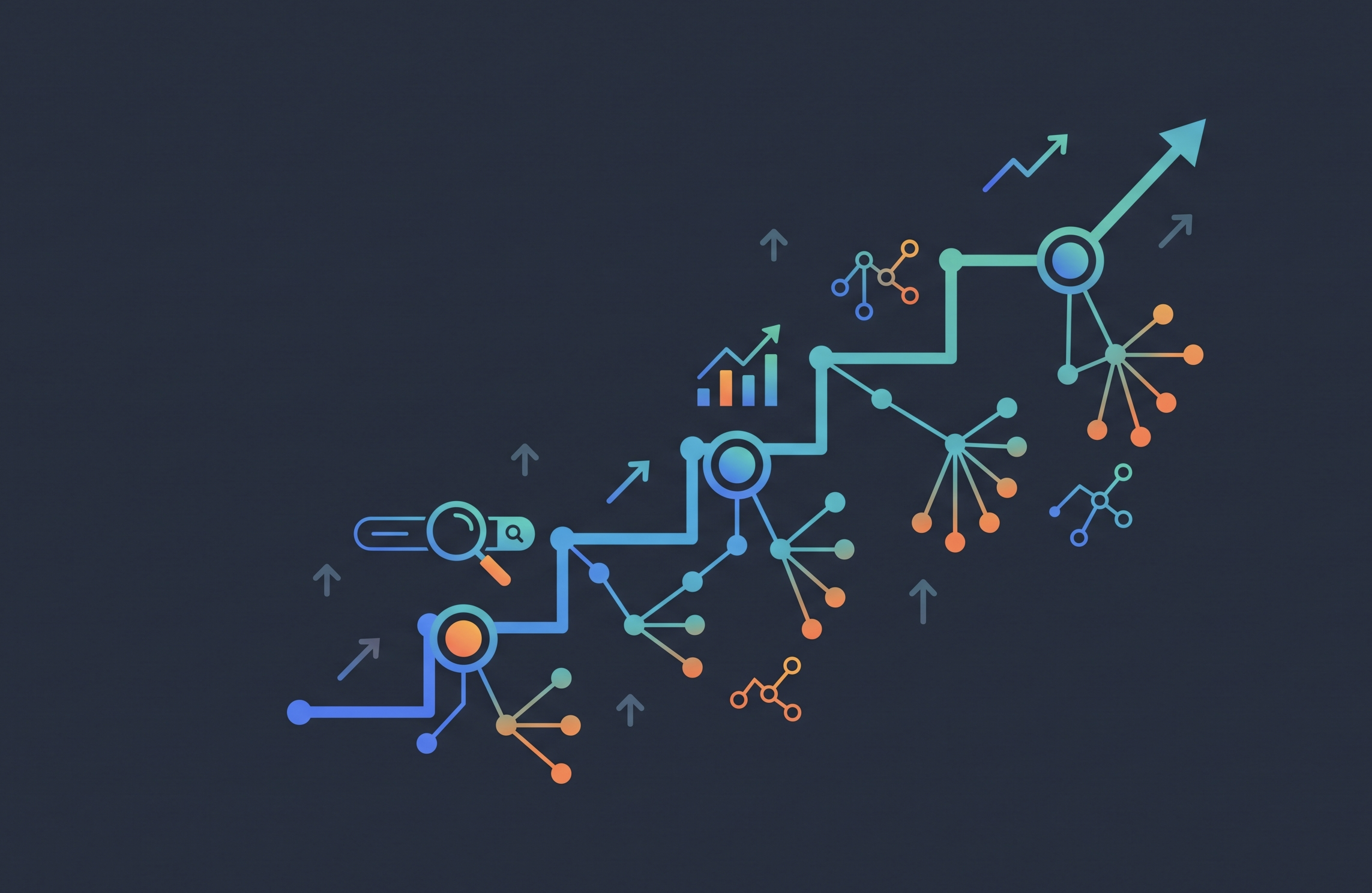 SaaS SEO strategy roadmap illustration showing keyword research, content architecture, and growth stages