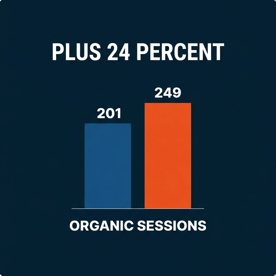 Blue Chip Partners organic web visitors up 24%, 201 a month before against 249 in March 2025