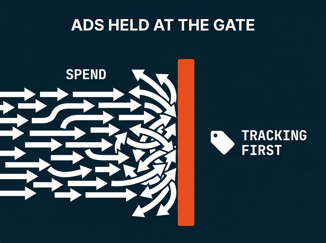 Blue Chip Partners ad spend held at a barrier until tracking was built, tracking first