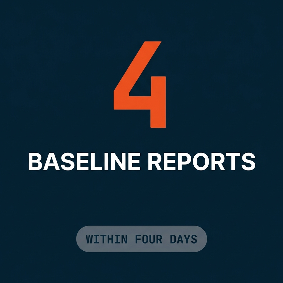 Four StepOne baseline reports delivered within four days of kickoff